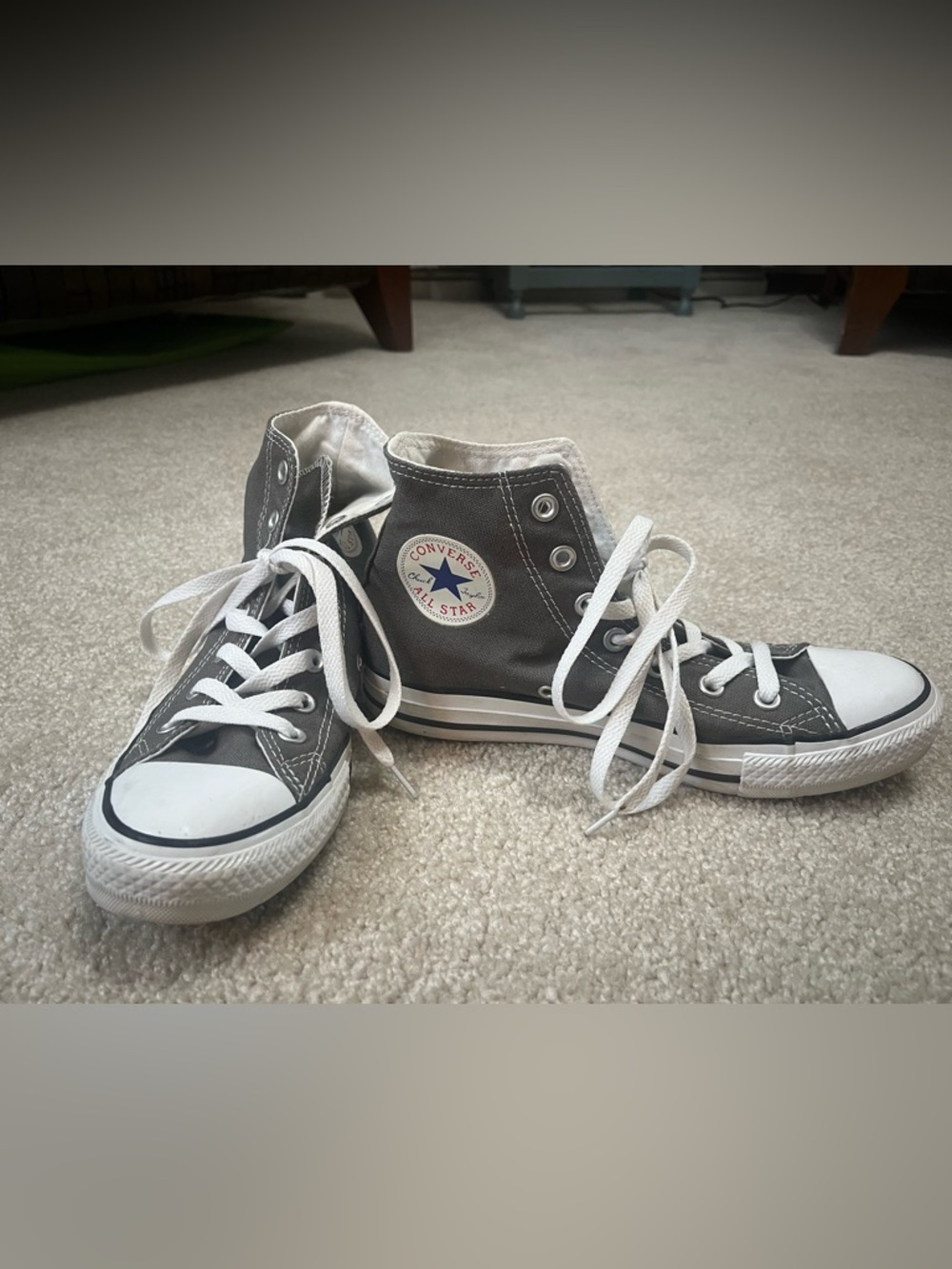 Converse Men’s High Top Sneakers in Gray and White